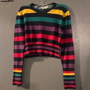 BCBGeneration Multicolor Striped Crop Top